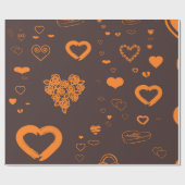 Cute Heart Modern Oranje Cadeaupapier (Vlak)