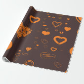 Cute Heart Modern Oranje Cadeaupapier (Uitgerold)