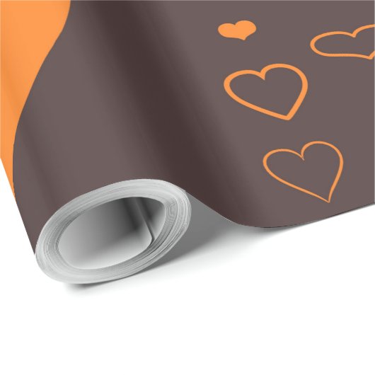 Cute Heart Modern Oranje Cadeaupapier (Rol Hoek)