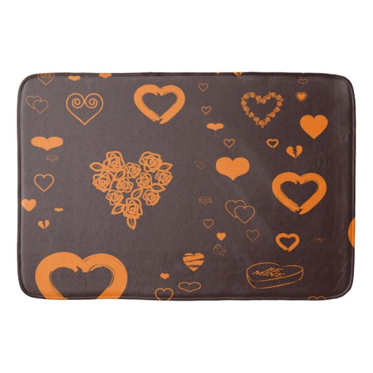 Cute Heart Modern Oranje Pattern Badmat (Voorkant)