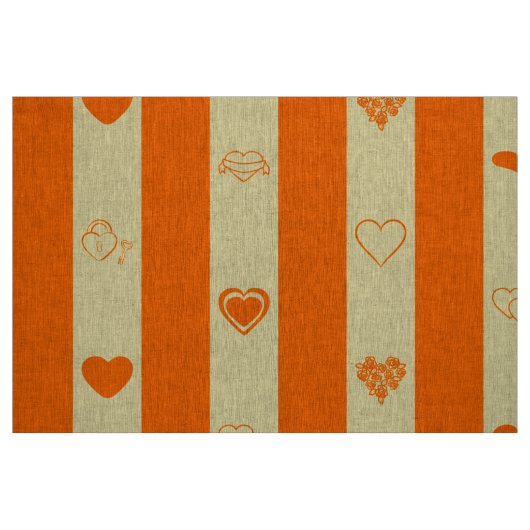 Cute Heart Modern Oranje Stripe Stof (Fat Quarter)