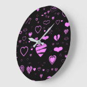 Cute Heart Modern Orchid Pattern Grote Klok (Hoek)