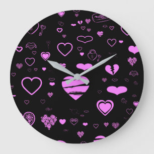 Cute Heart Modern Orchid Pattern Grote Klok