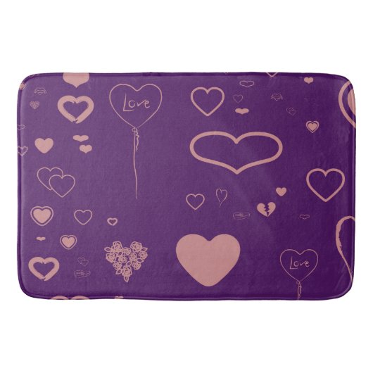 Cute Heart Modern Paars Roze Patroon Badmat (Voorkant)
