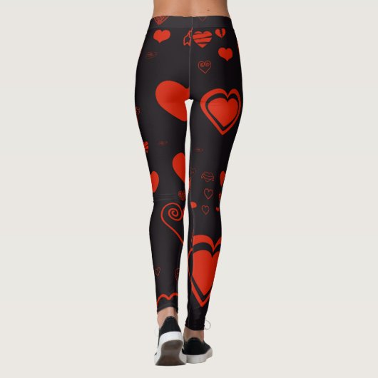 Cute Heart Modern Red Leggings (Achterkant)