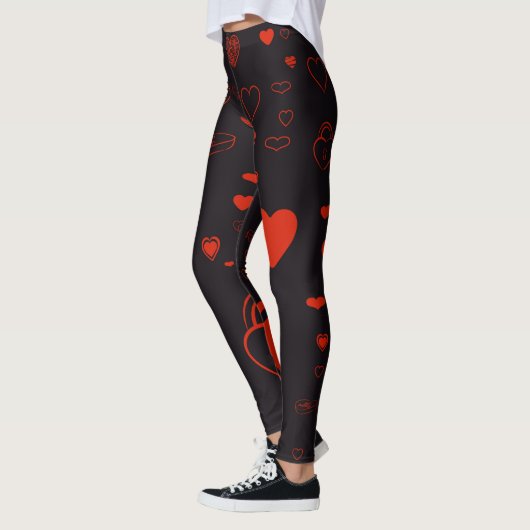 Cute Heart Modern Red Leggings (Links)