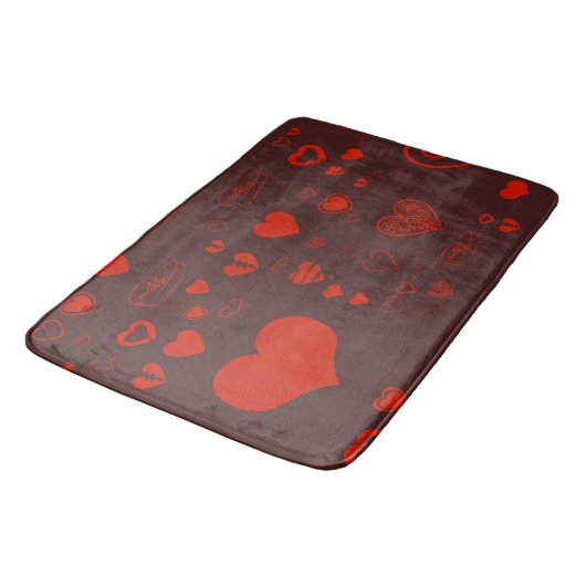 Cute Heart Modern Red Pattern Badmat (Gekanteld)