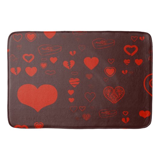 Cute Heart Modern Red Pattern Badmat (Voorkant)