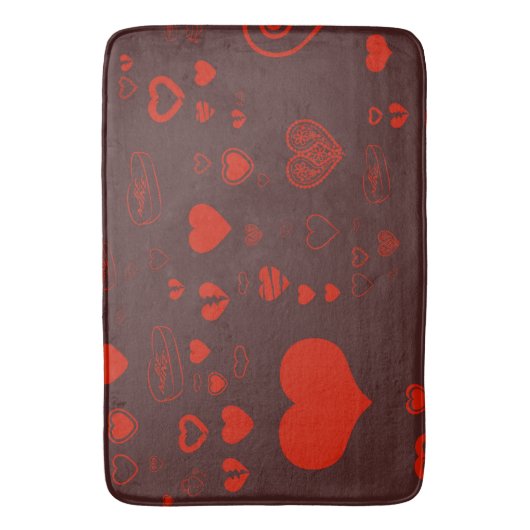 Cute Heart Modern Red Pattern Badmat (Voorkant Verticaal)