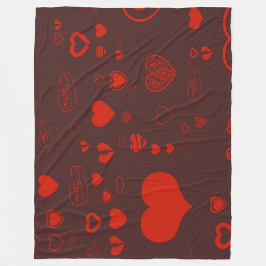 Cute Heart Modern Red Pattern Fleece Deken (Voorkant)