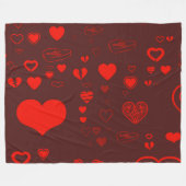Cute Heart Modern Red Pattern Fleece Deken (Voorkant (Horizontaal))