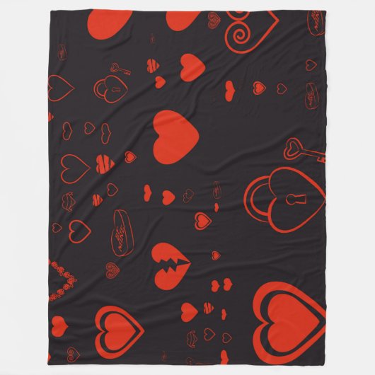 Cute Heart Modern Red Pattern Fleece Deken (Voorkant)