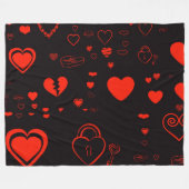 Cute Heart Modern Red Pattern Fleece Deken (Voorkant (Horizontaal))