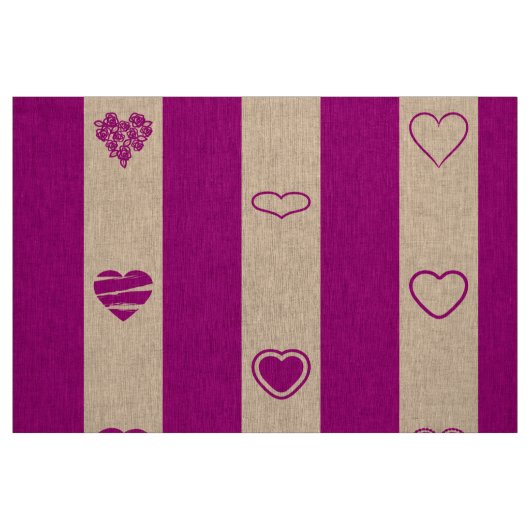 Cute Heart Modern Royal Fuchsia Stripe Stof (Fat Quarter)