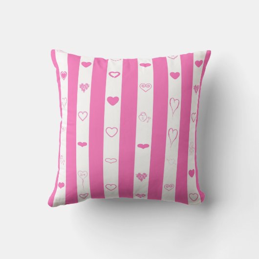 Cute Heart Modern Roze Stripe Kussen (Achterkant)