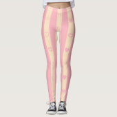 Cute Heart Modern Roze Stripe Leggings (Voorkant)