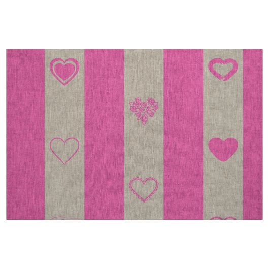 Cute Heart Modern Roze Stripe Stof (Fat Quarter)