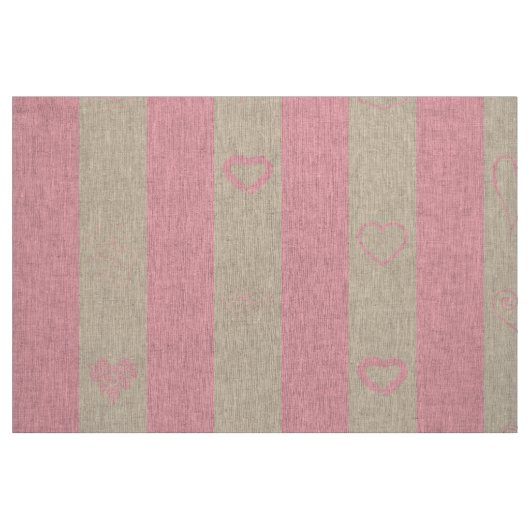 Cute Heart Modern Roze Stripe Stof (Fat Quarter)