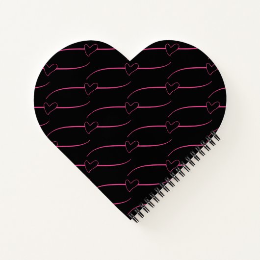 Cute Heart Monogram Black Magenta Notitieboek (Achterkant)