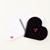 Cute Heart Monogram Black Magenta Notitieboek (Binnen)