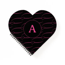 Cute Heart Monogram Black Magenta