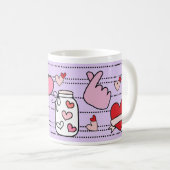 Cute Heart Motifs on Purple Koffiemok (Voorkant rechts)