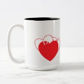 Cute Heart Mug – Love & Adorable Design Tweekleurige Koffiemok (Links)