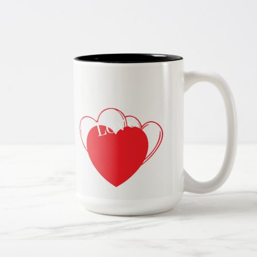 Cute Heart Mug – Love & Adorable Design Tweekleurige Koffiemok (Rechts)