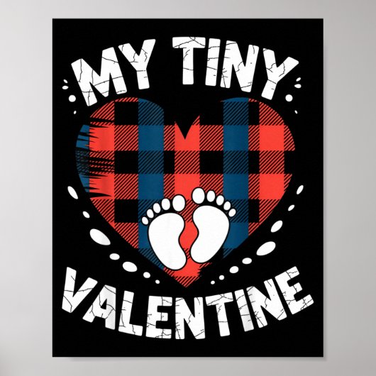 Cute Heart My Tiny Valentine Pregnancy Announcemen Poster (Voorkant)