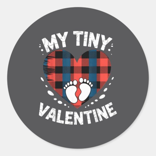 Cute Heart My Tiny Valentine Pregnancy Announcemen Ronde Sticker (Voorkant)