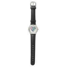 Cute Heart Notitieboek Black Leather Blue Pink MOD
