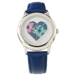 Cute Heart Notitieboek Blauw nummer Roze MODERN Horloge