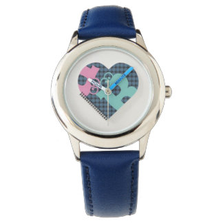 Cute Heart Notitieboek Blauw nummer Roze MODERN Horloge