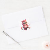Cute Heart Owl Valentijn Vierkante Sticker (Envelop)