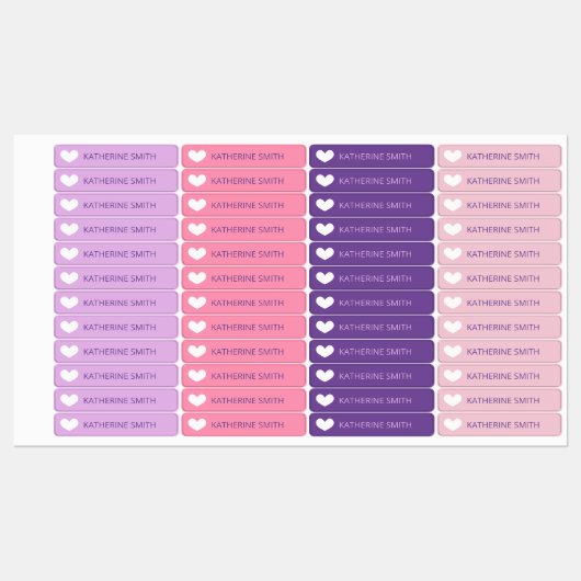 Cute Heart Paars PInk Violet Labels (Vel)