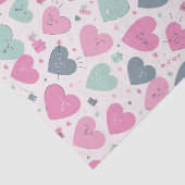 Cute Heart Pastel Color Pattern Valentijnsdag Tissuepapier (Detail)