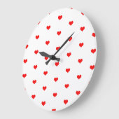 Cute Heart Patronen Valentijns Gift Red White Grote Klok (Hoek)