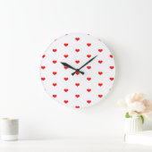 Cute Heart Patronen Valentijns Gift Red White Grote Klok (Huis)