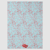 Cute Heart Pattern Aqua & Pink Red Name Tissuepapier (Voorkant)