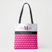 Cute Heart Pattern Pink Monogram Name Any Text Tote Bag (Voorkant)