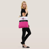 Cute Heart Pattern Pink Monogram Name Any Text Tote Bag (Op model)