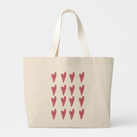 Cute Heart Pattern Red Pink Valentijn Canvas tas (Achterkant)