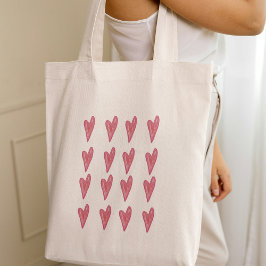 Cute Heart Pattern Red Pink Valentijn Tote Bag