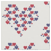 Cute Heart Pattern Red White Blue Stof (Close Up)