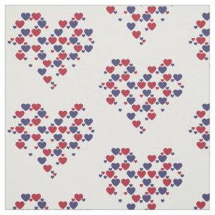Cute Heart Pattern Red White Blue Stof