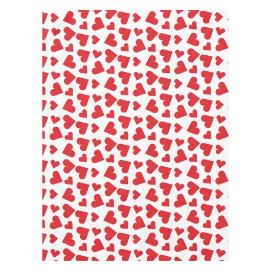 Cute Heart Pattern Red White Tafelkleed (Voorkant)