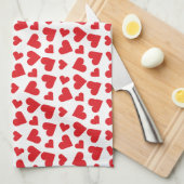 Cute Heart Pattern Red White Theedoek (Quarter Fold)