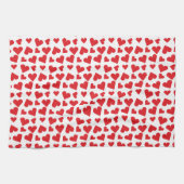 Cute Heart Pattern Red White Theedoek (Horizontaal)