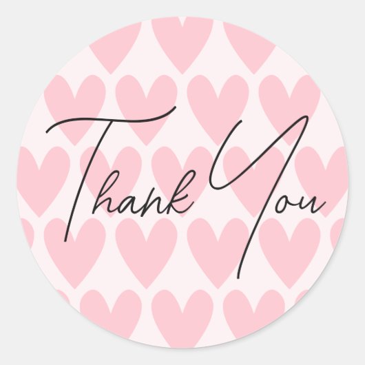 Cute Heart Pattern Shades of Pink Hartelijk dank Ronde Sticker (Voorkant)