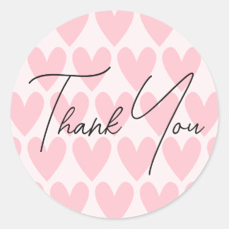 Cute Heart Pattern Shades of Pink Hartelijk dank Ronde Sticker